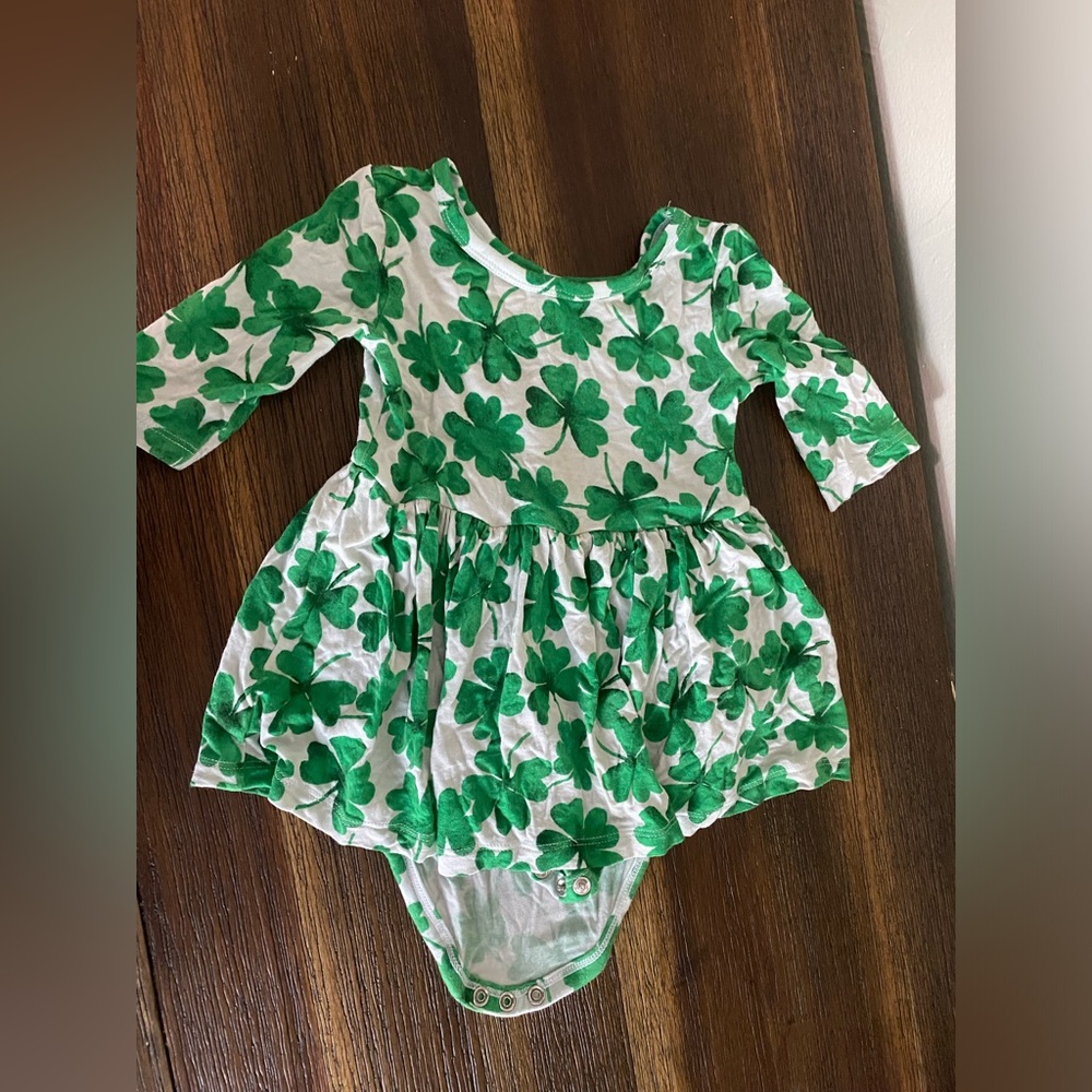 Little Sleepies Shamrock Twirl Dress with bodysuit